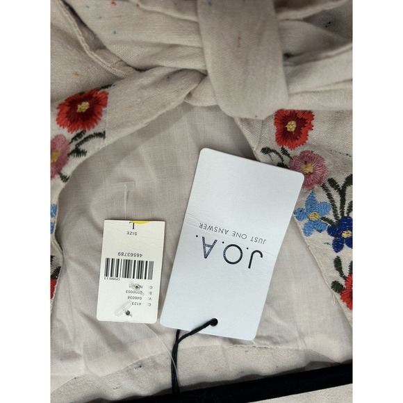 JOA Anthropologie NWT Tie-Front Embroidered Jumpsuit Sz Large - Picture 10 of 11